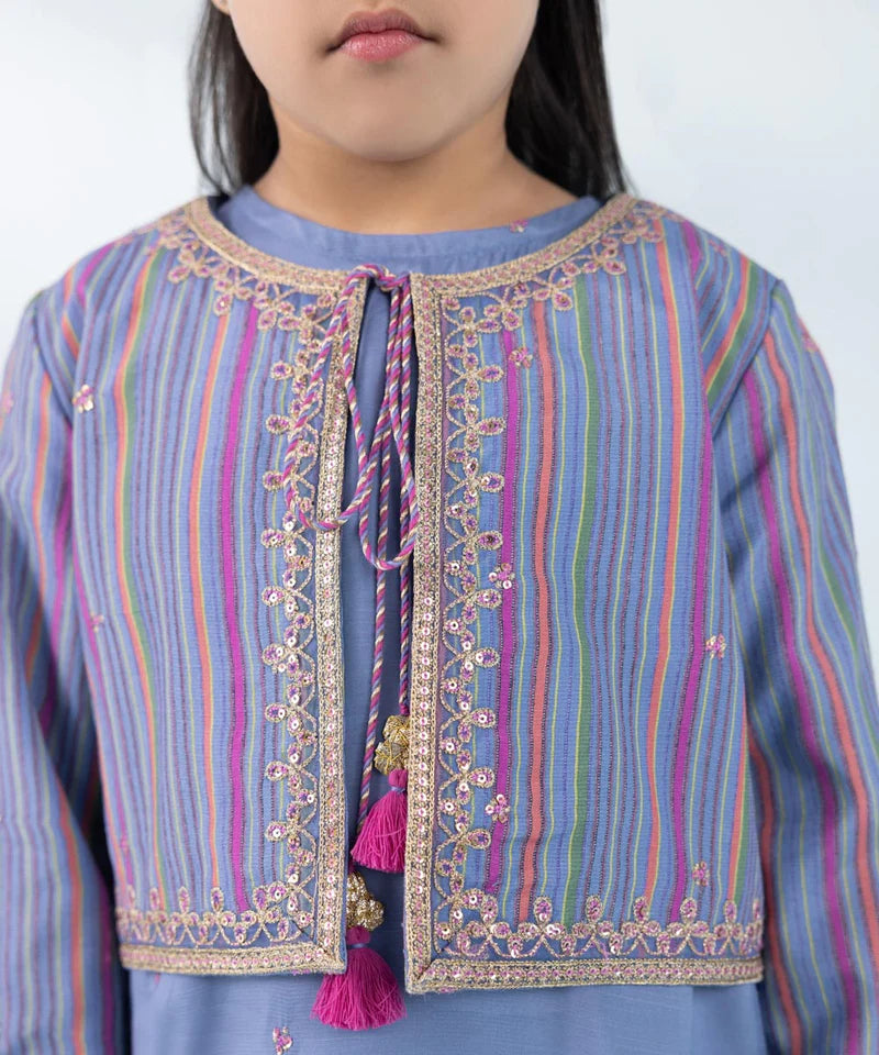 3 PIECE - EMBROIDERED RAW SILK SUIT