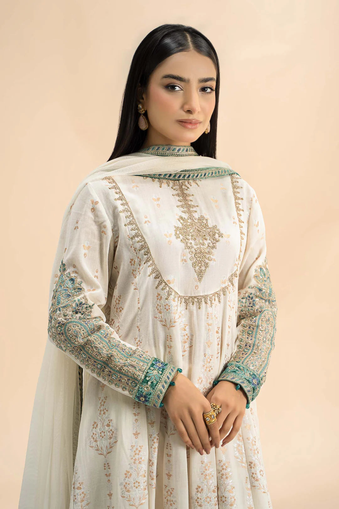 3 Piece Embroidered Jacquard Suit | DW-W24-81