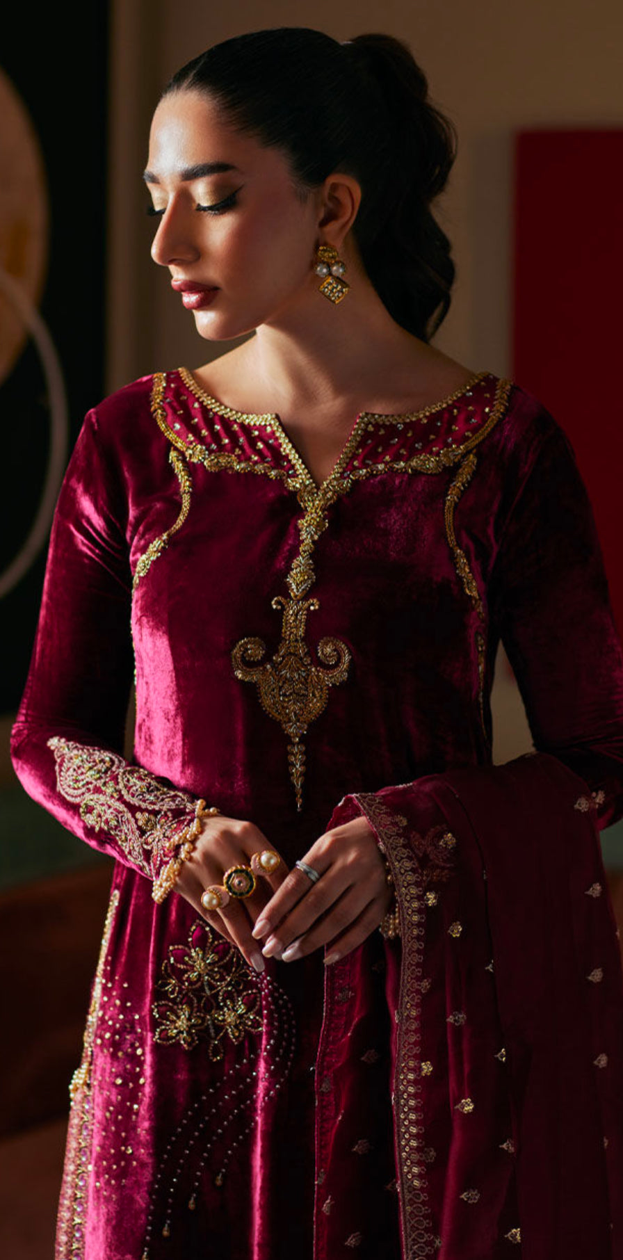 VERNIA CRIMSON SHIRT AND DUPATTA