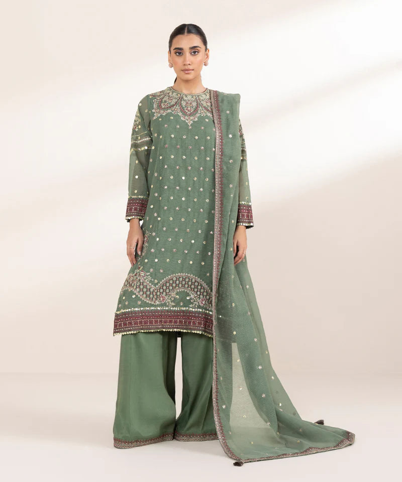 3 PIECE - EMBROIDERED KARANDI SUIT