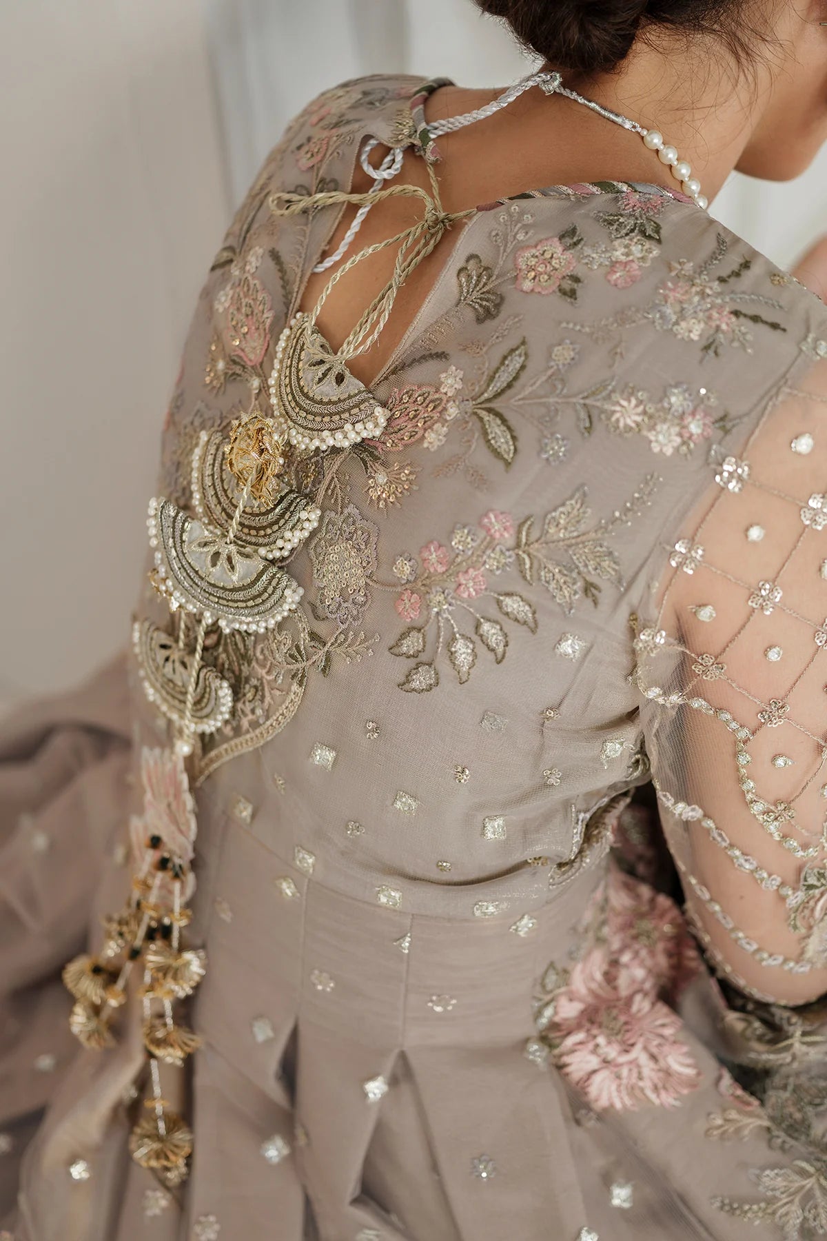 EMBROIDERED NET CH10-08 UNSTITCHED