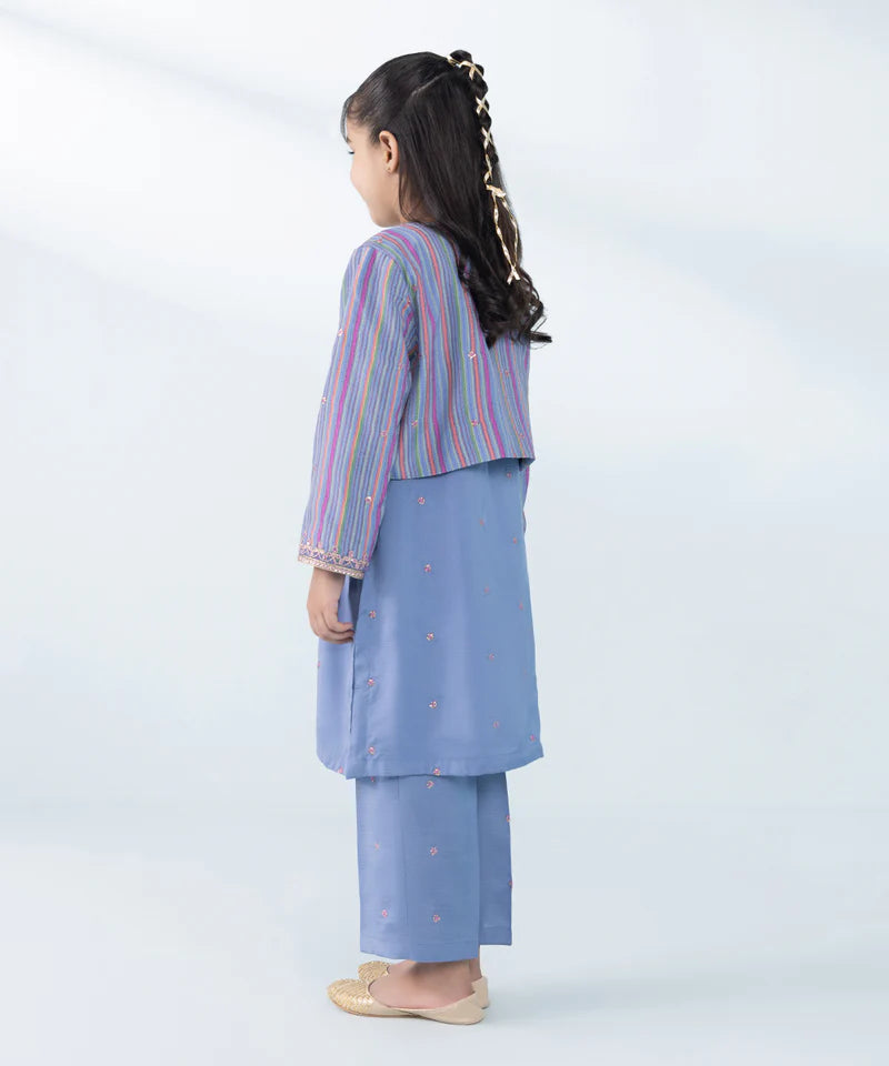 3 PIECE - EMBROIDERED RAW SILK SUIT
