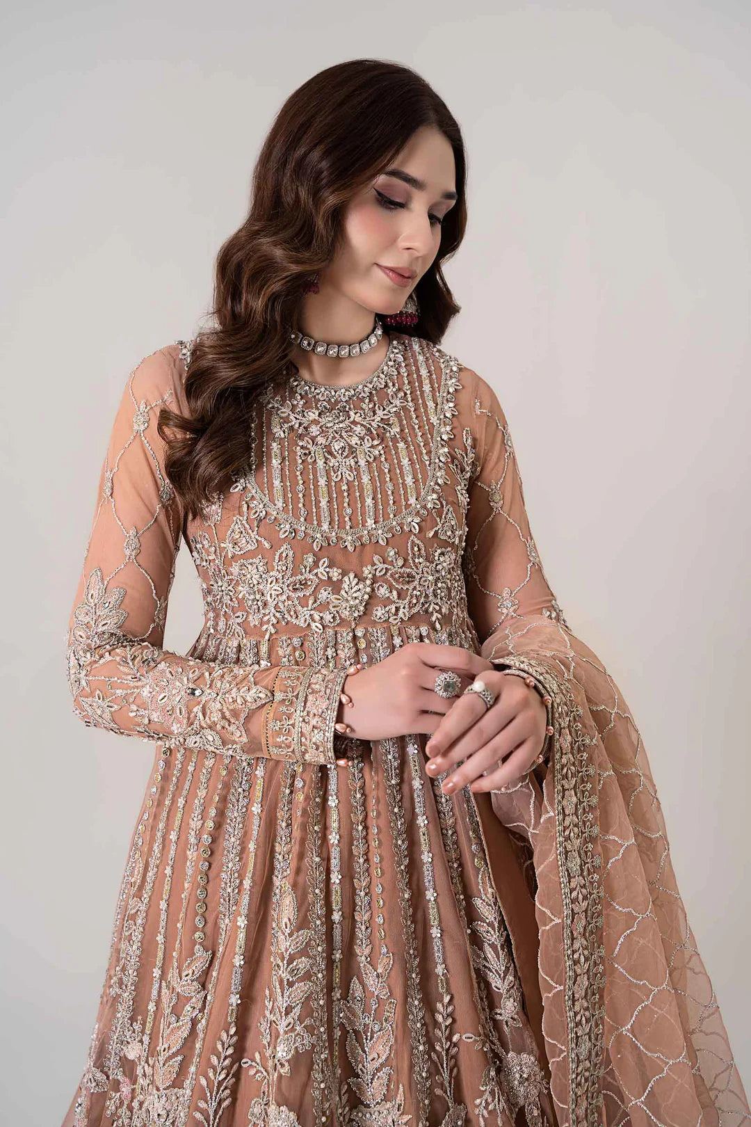 3 Piece Embroidered Net Suit | BDS-2804