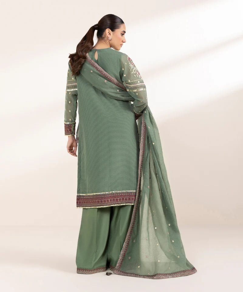 3 PIECE - EMBROIDERED KARANDI SUIT