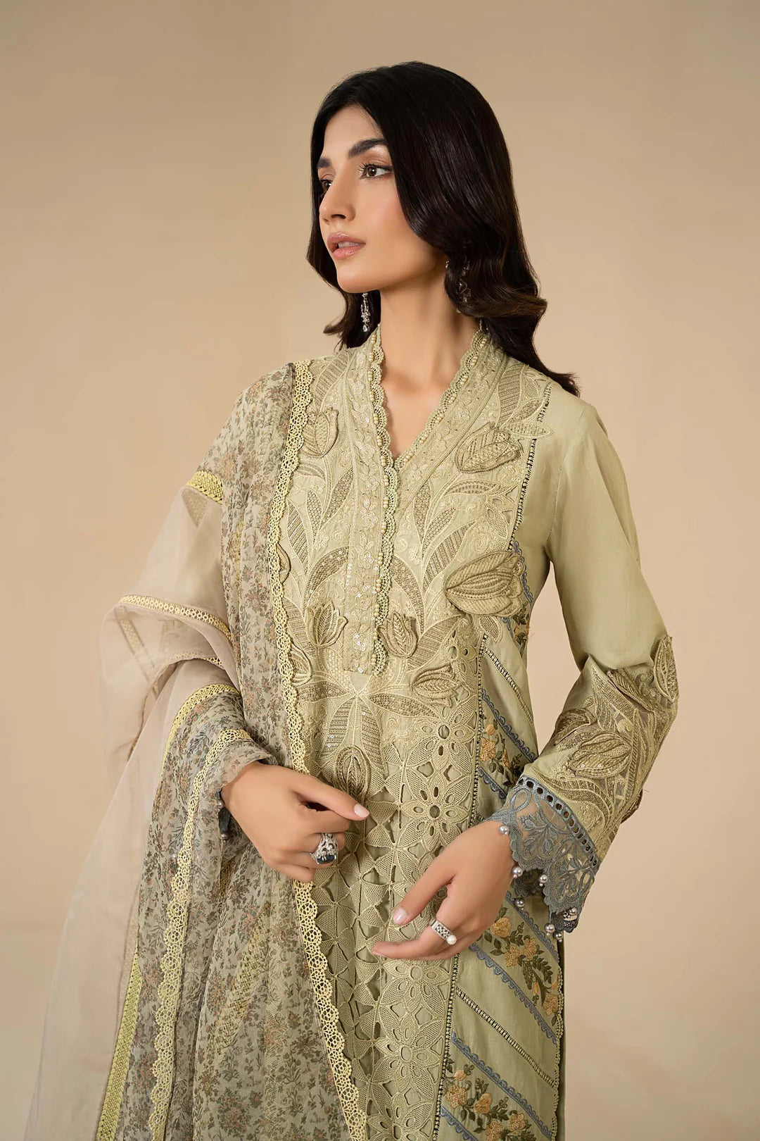Stitched 3 Piece Embroidered Lawn Suit