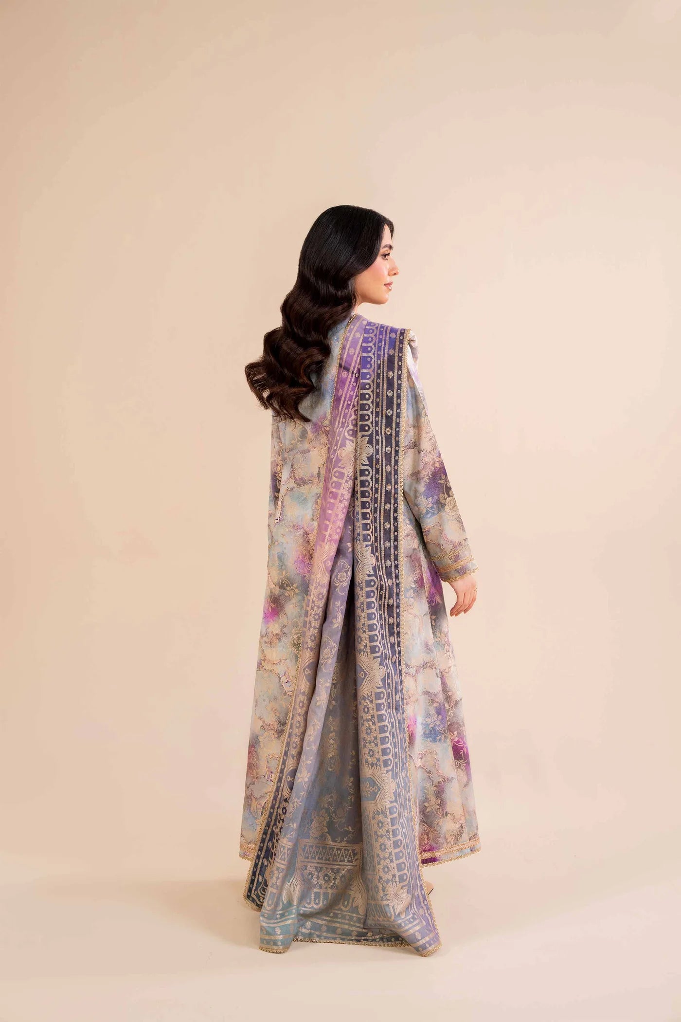 3 Piece - Digital Printed Jacquard Embroidered Suit