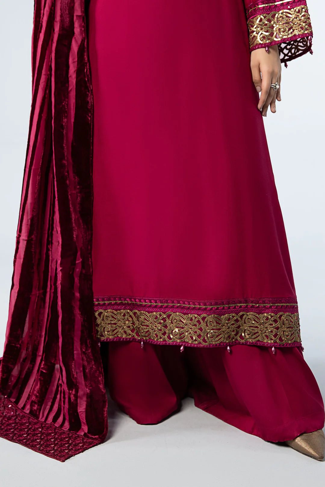 3 Piece Embroidered Linen Suit | DW-W24-103