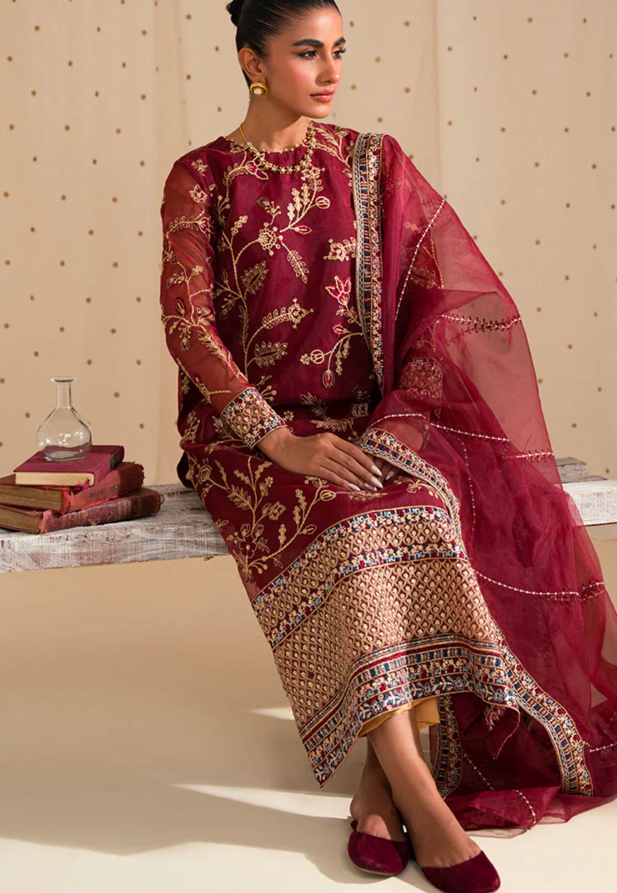 RANG E SEHAR- 2PC ORGANZA EMBROIDERED PRET