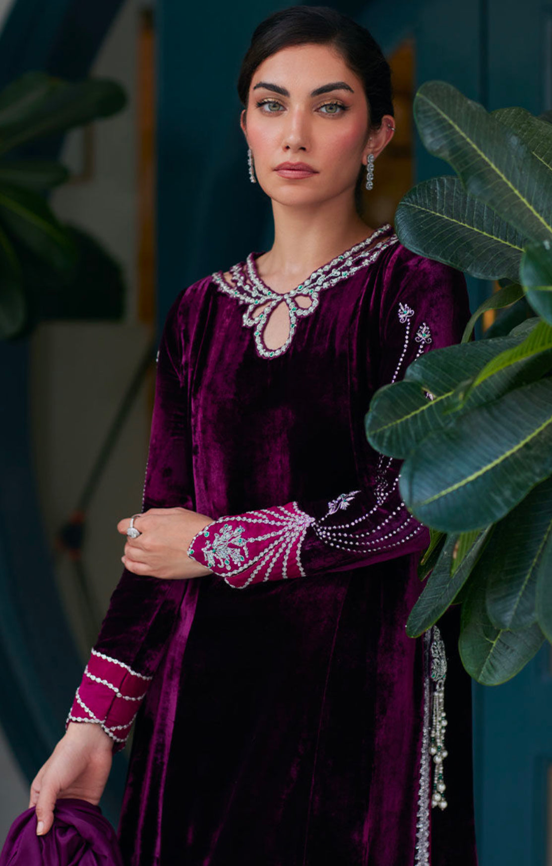 NUHA PLUM SHIRT AND SILk DUPATTA