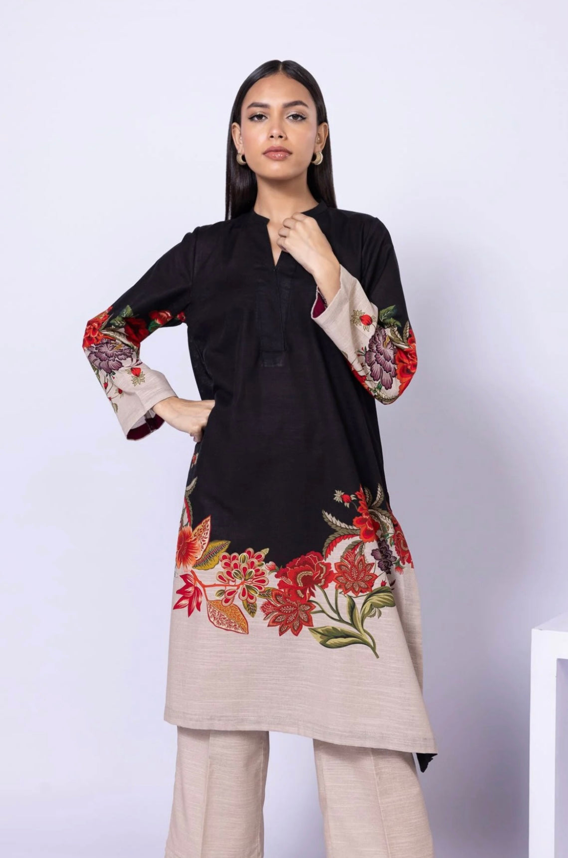 Printed khaddar Kurta