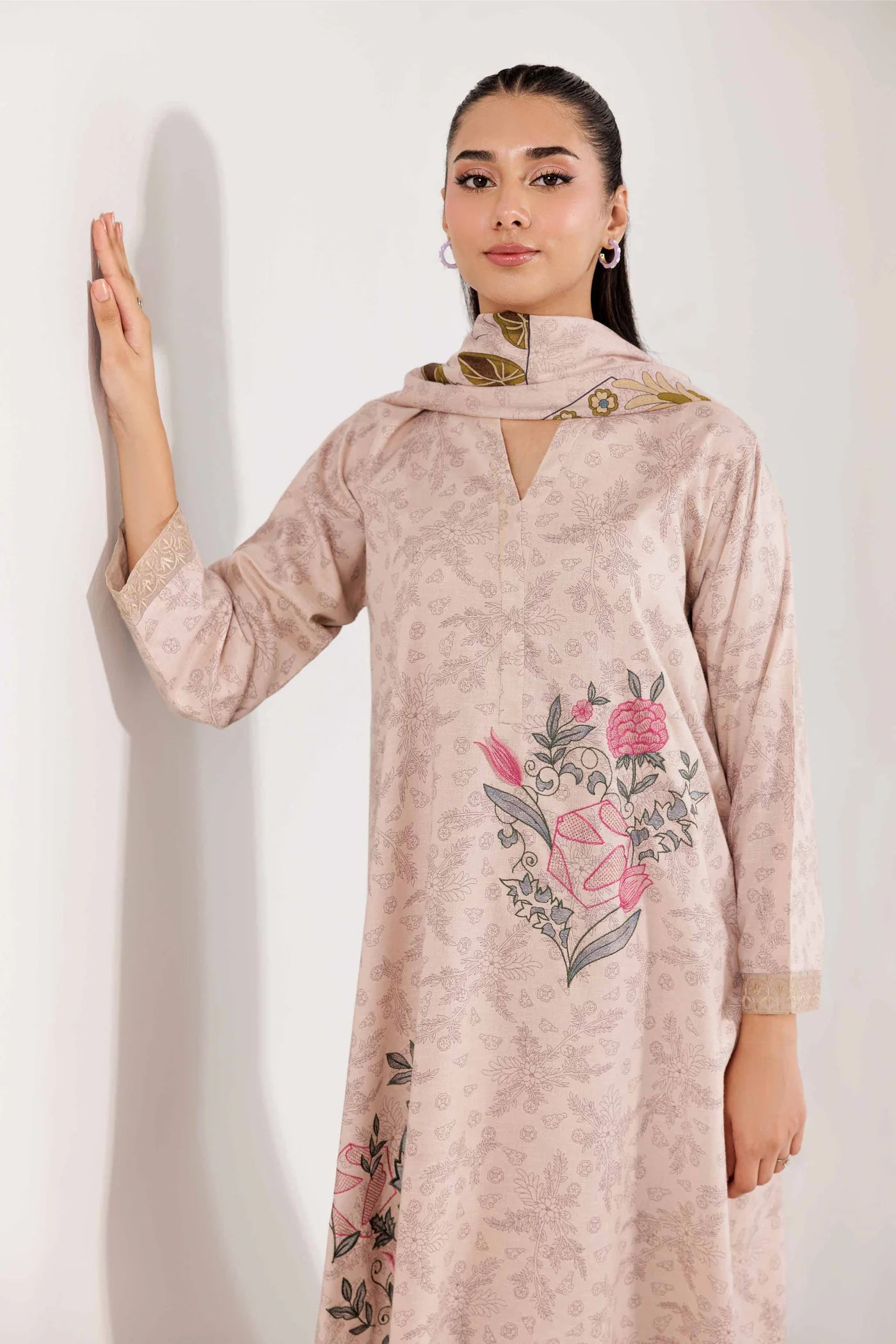 3 Piece - Printed Embroidered Suit