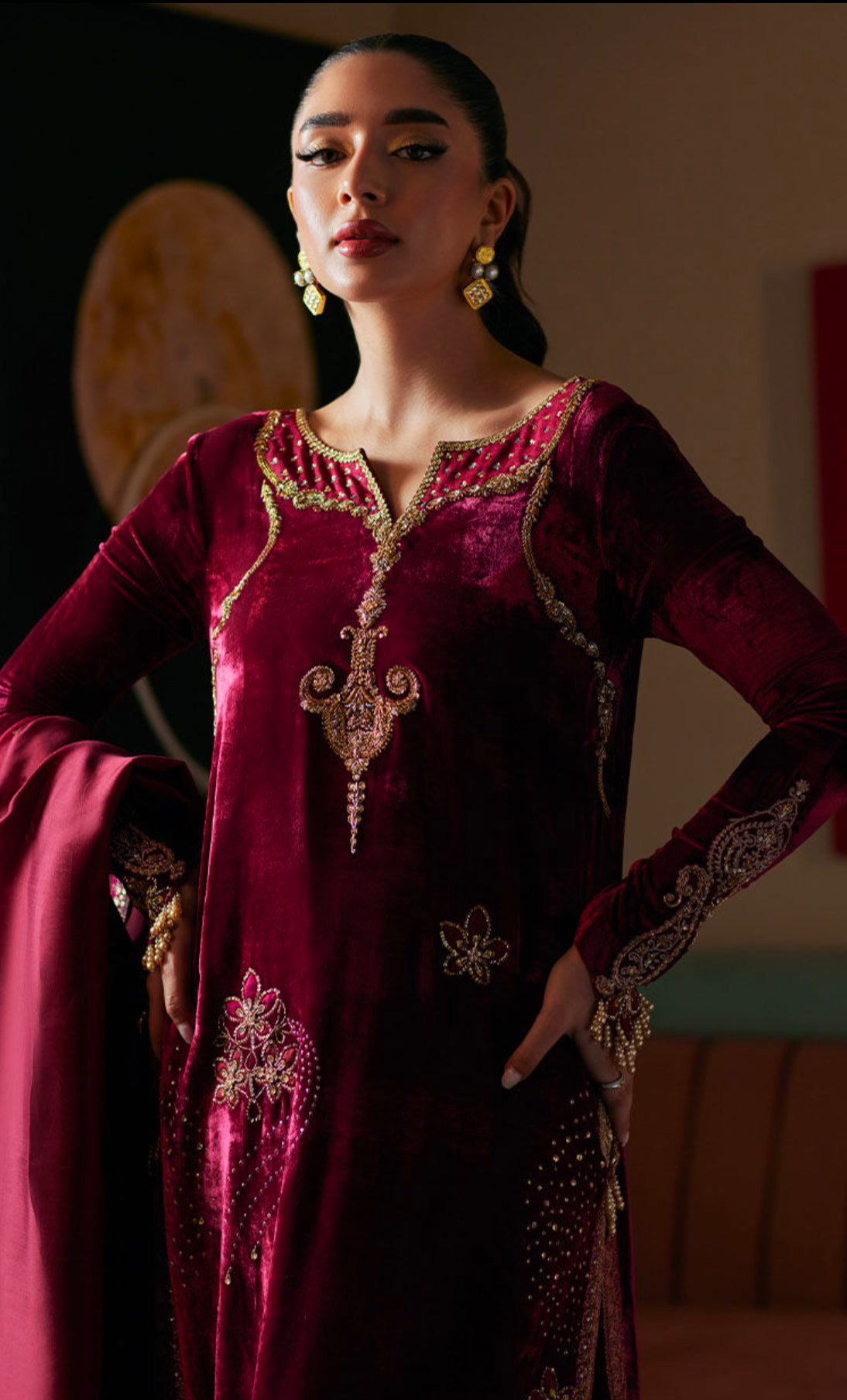 VERNIA CRIMSON SHIRT AND DUPATTA