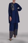 BLACK IRIS EMBELLISHED RAW SILK SET