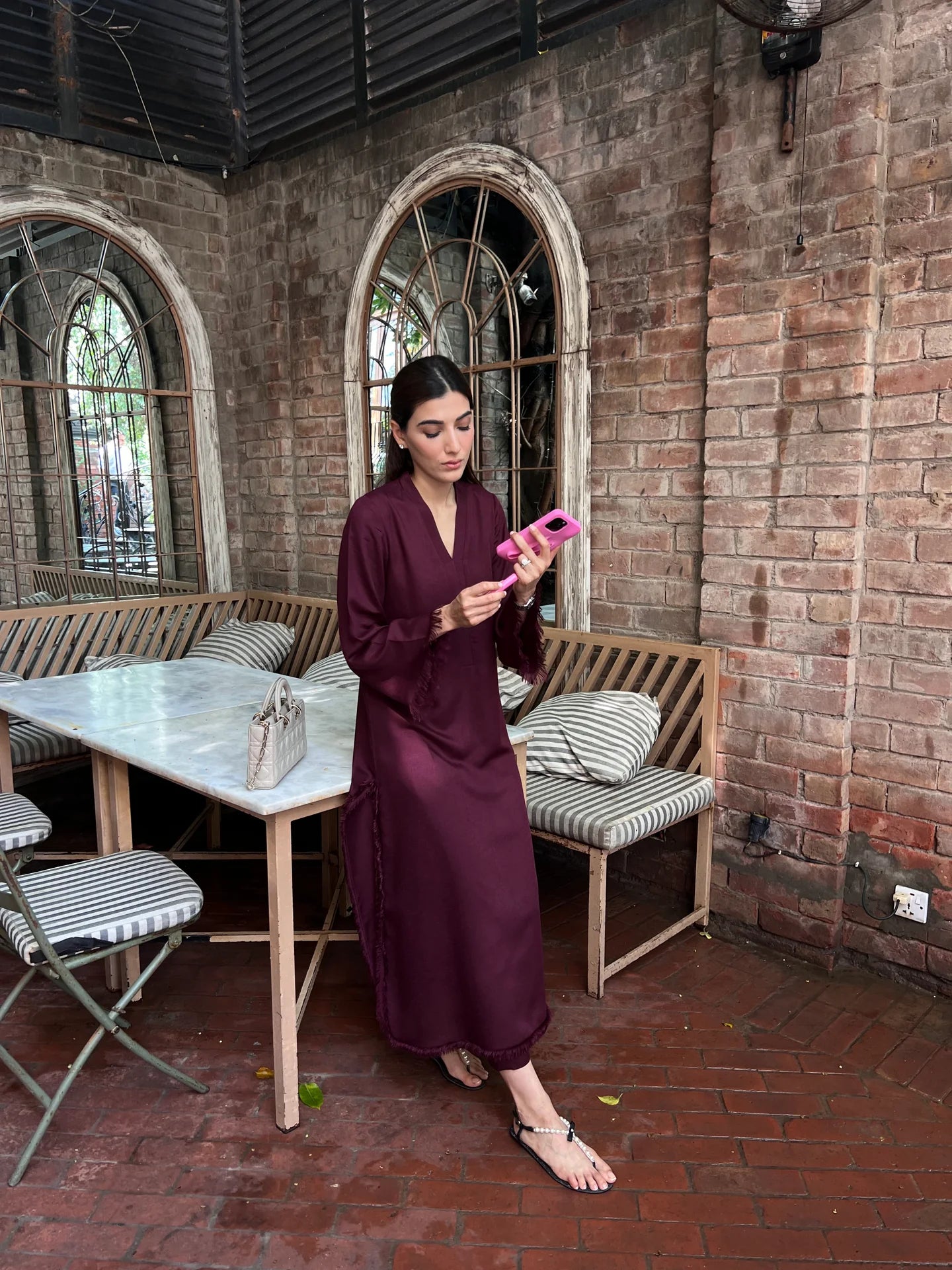 BURGUNDY DHAAGA SET