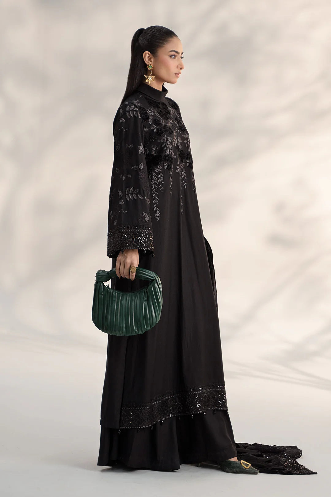 3 Piece Embroidered Linen Suit | DW-W24-103
