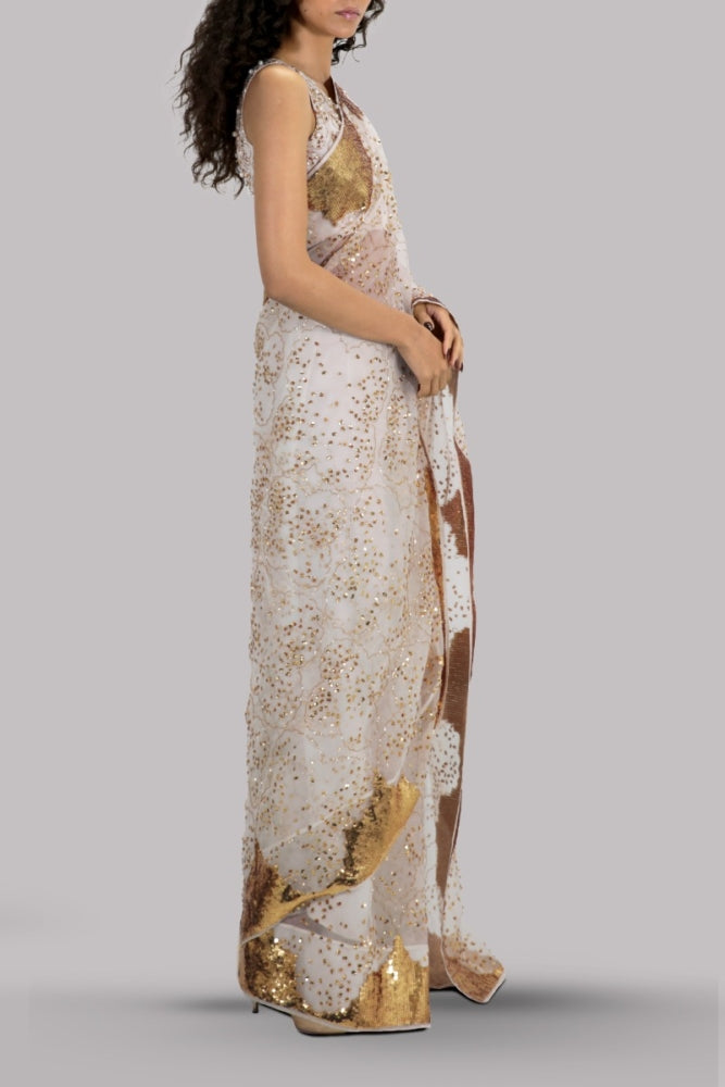 EGRET EMBELLISHED ORGANZA SARI