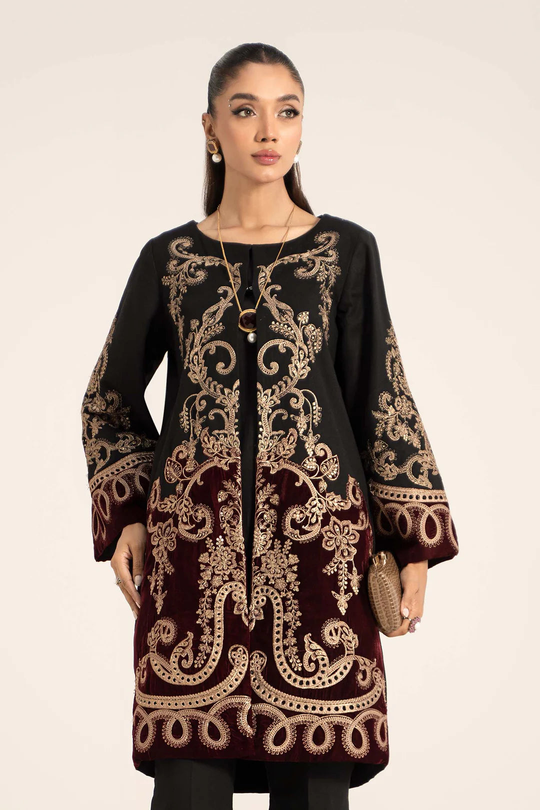 3 Piece Embroidered Khaddar Suit | DW-W24-113
