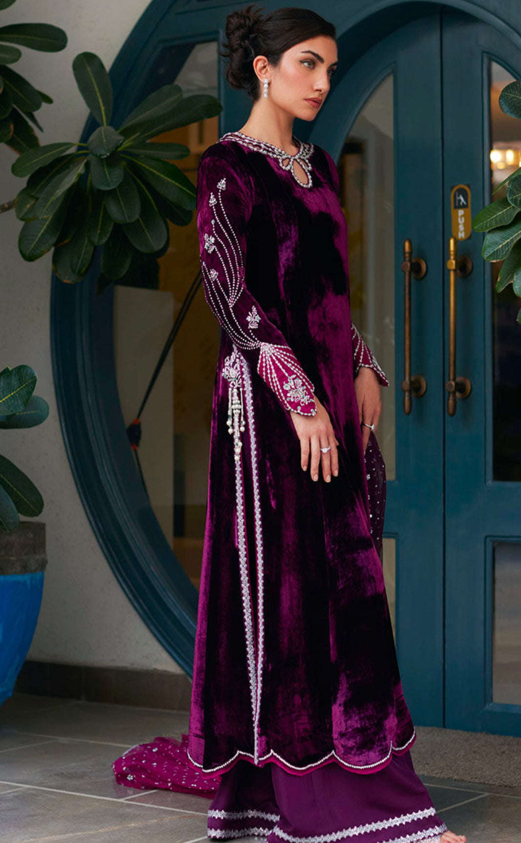 NUHA PLUM SHIRT AND SILk DUPATTA