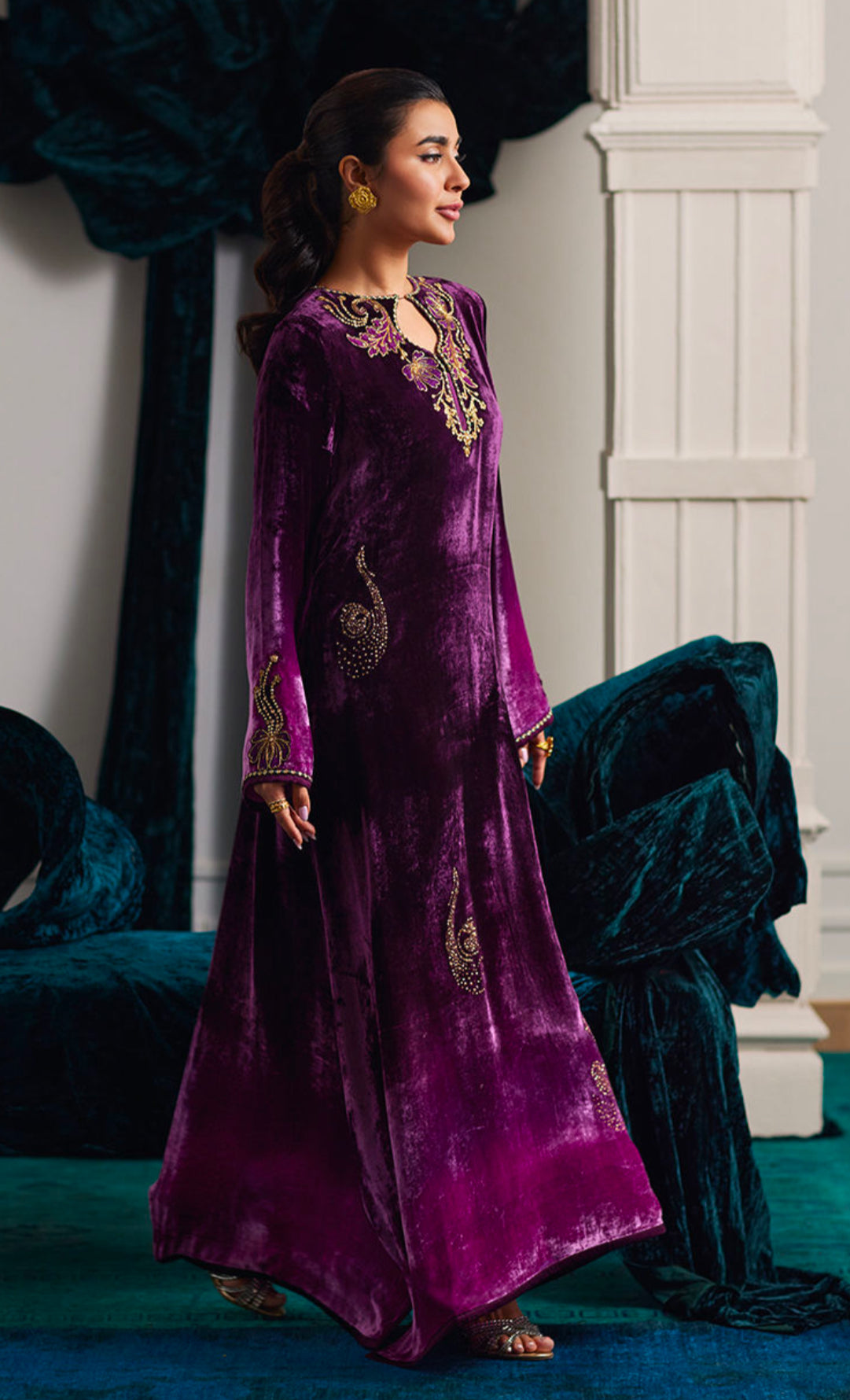 NIA OMBRE VELVET KAFTAN