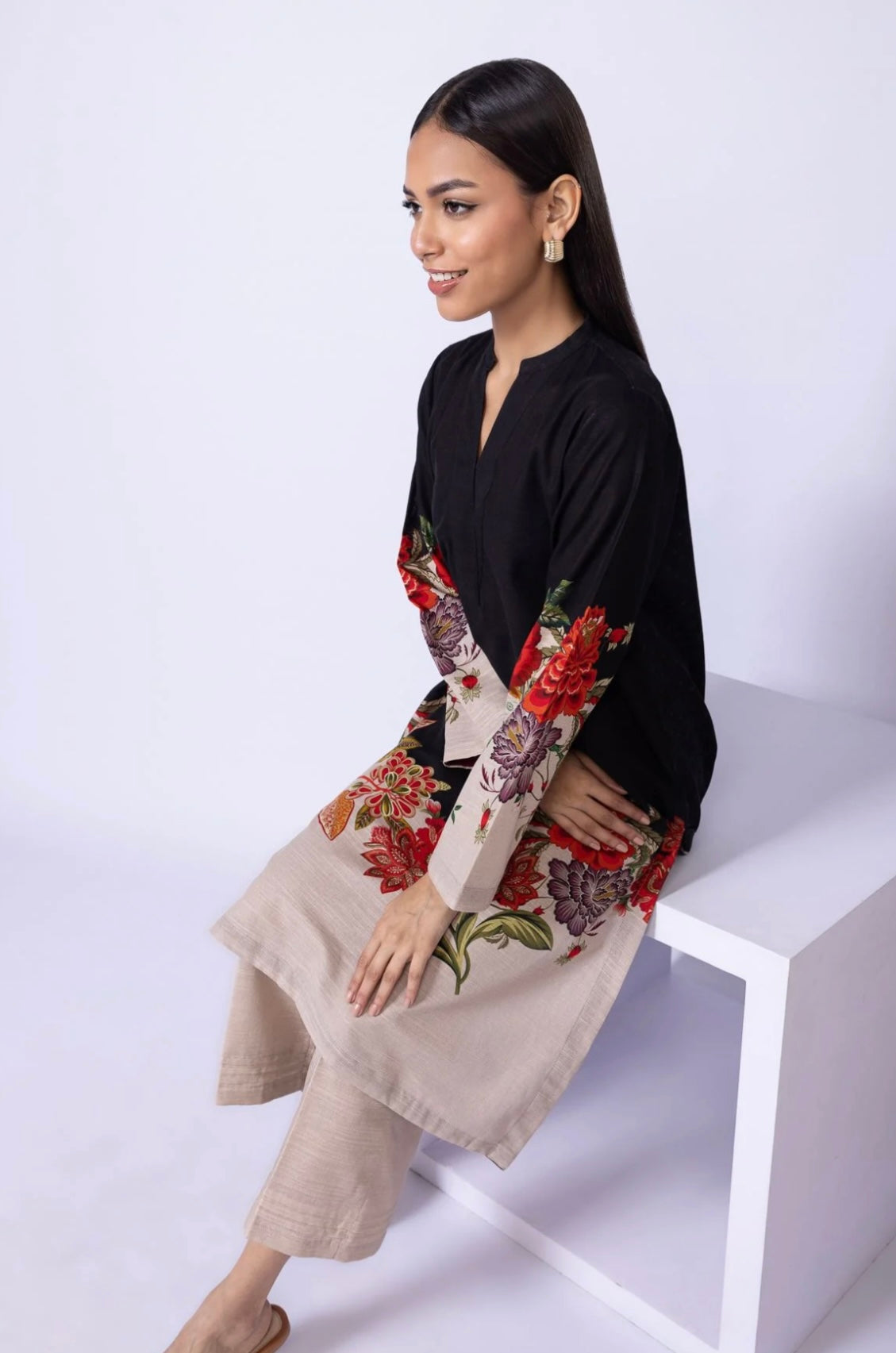 Printed khaddar Kurta