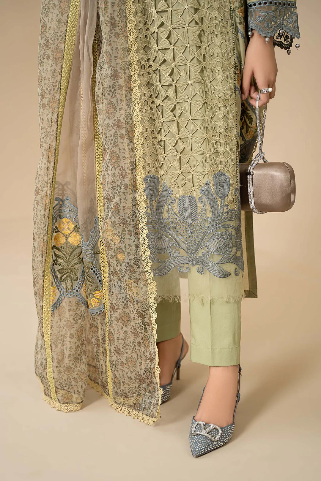 Stitched 3 Piece Embroidered Lawn Suit
