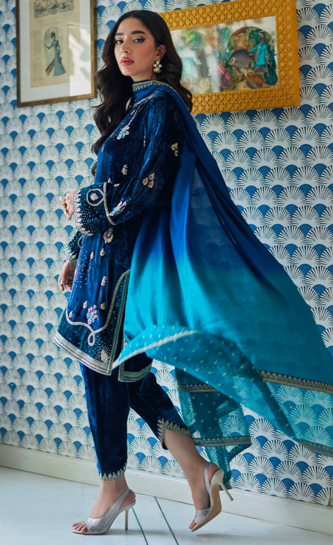 LUJAIN NAVY SHIRT AND DUPATTA
