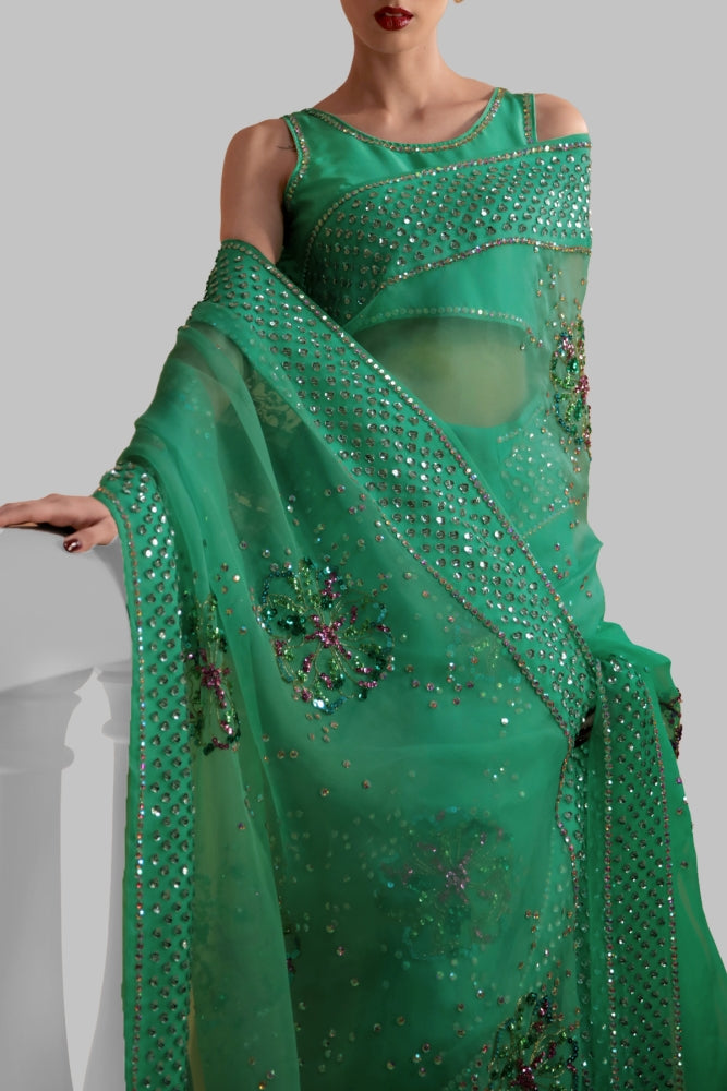 SPRING BUD EMBELLISHED ORGANZA SARI