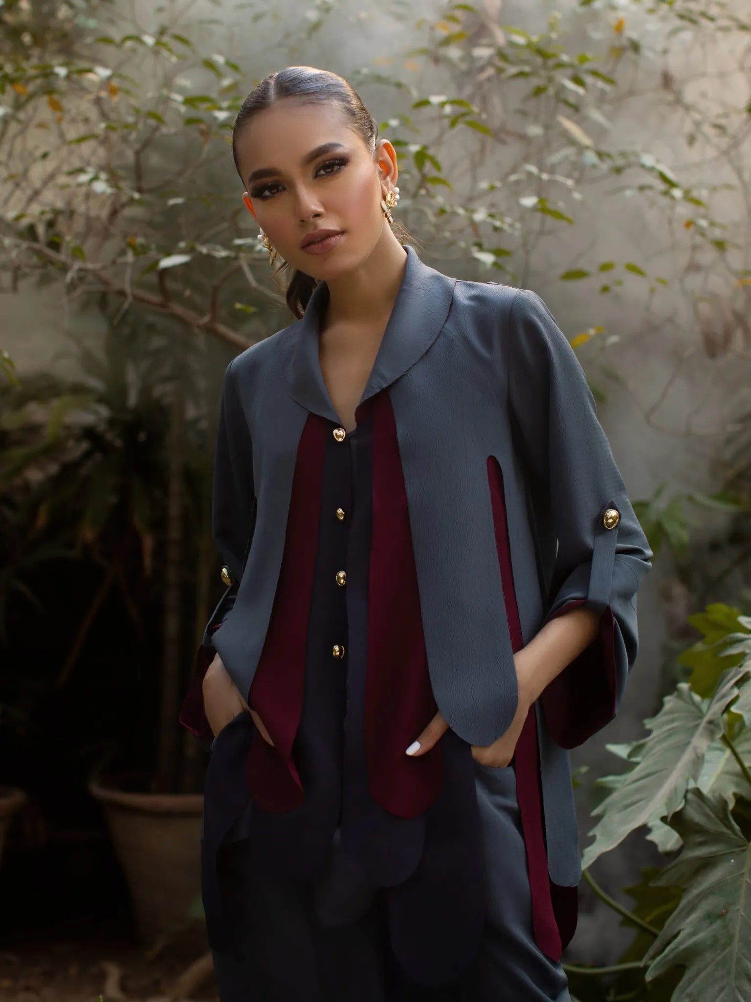 AMELIA - GREY MAROON & NAVY