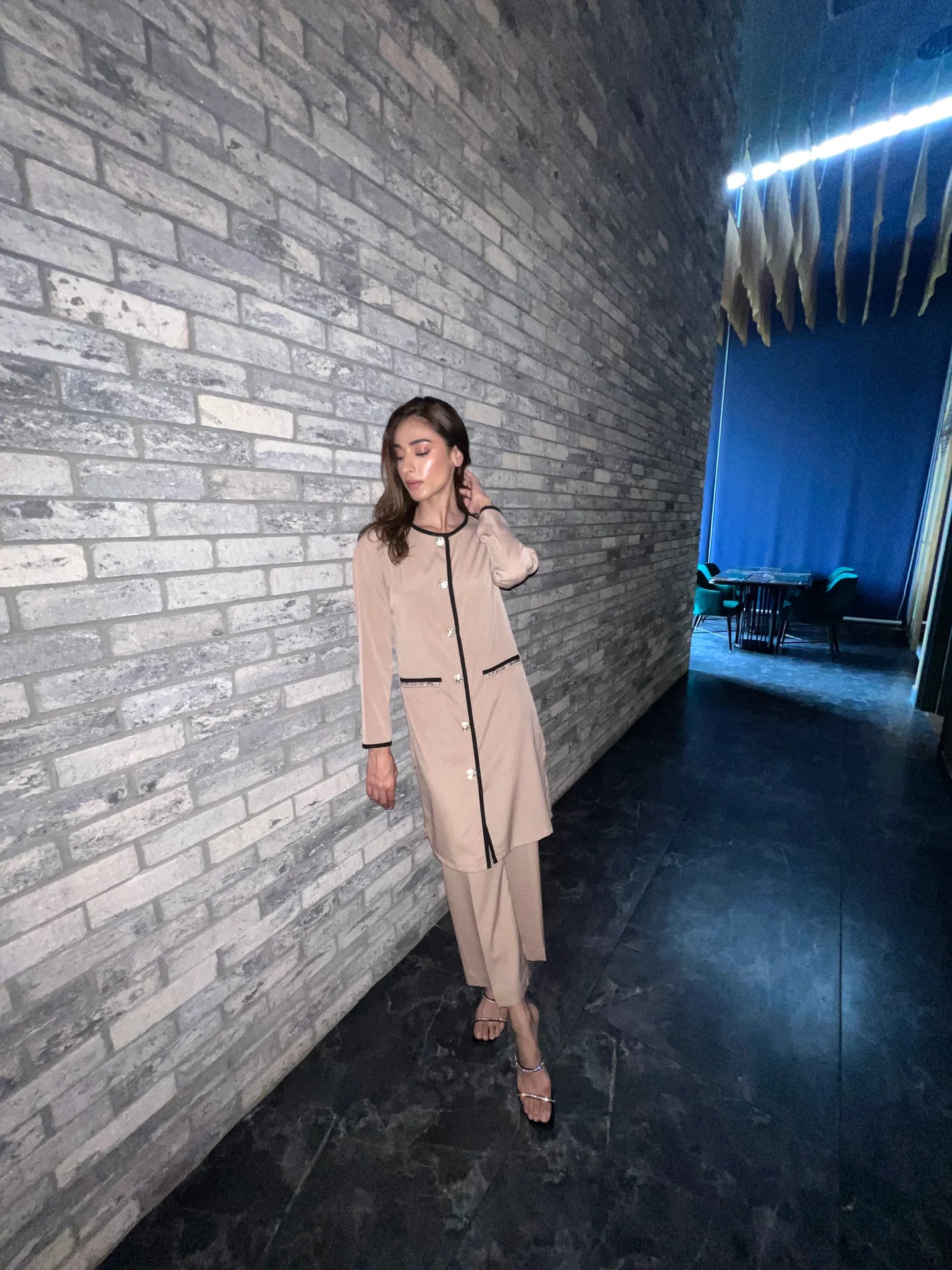 BEIGE BOUCLE SET