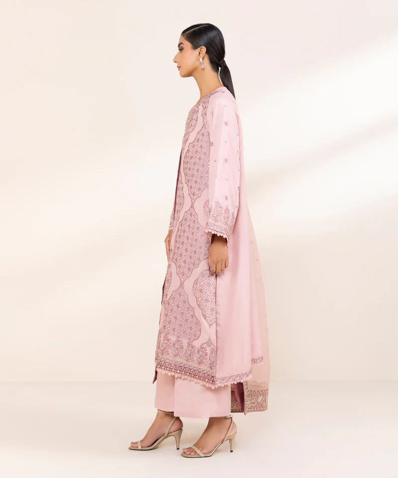 3 PIECE - EMBROIDERED RAW SILK SUIT