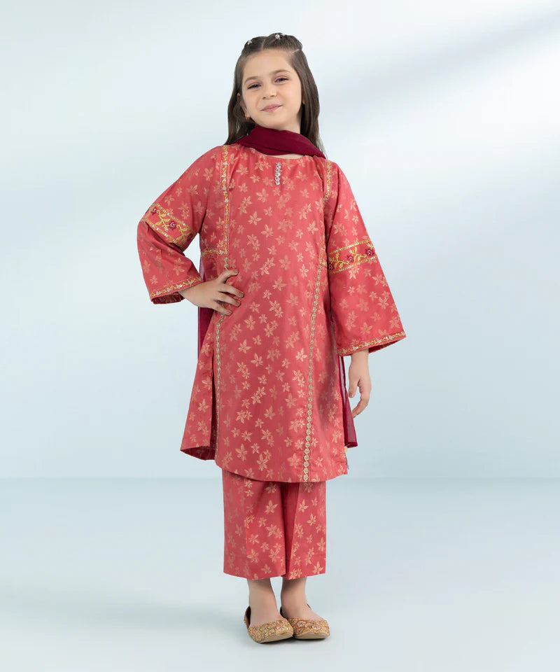 3 PIECE - EMBROIDERED JACQUARD SUIT