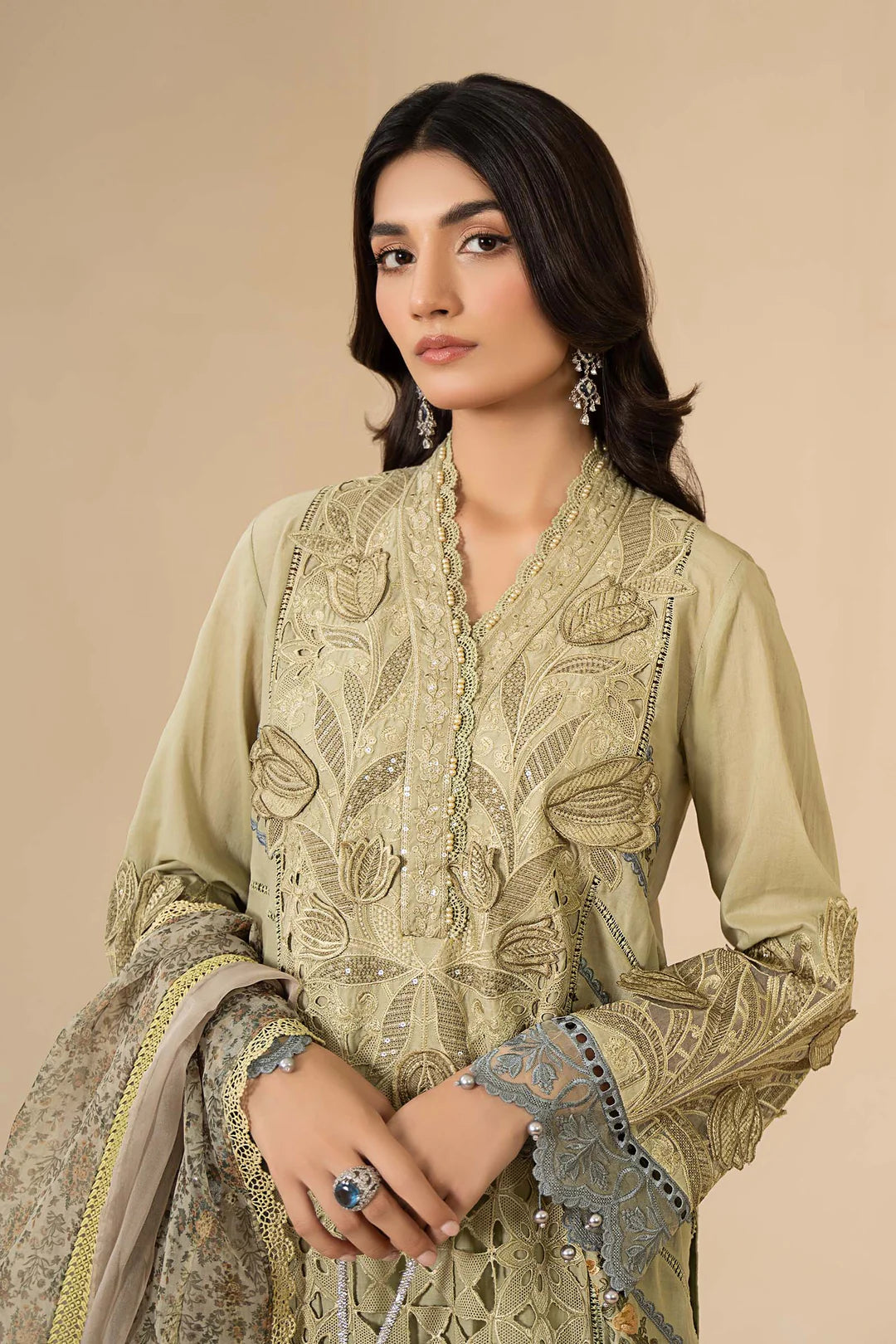 Stitched 3 Piece Embroidered Lawn Suit