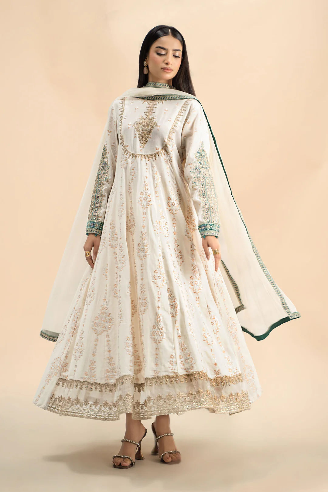 3 Piece Embroidered Jacquard Suit | DW-W24-81