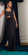 MARLI ONYX SAREE AND VELVET BLOUSE
