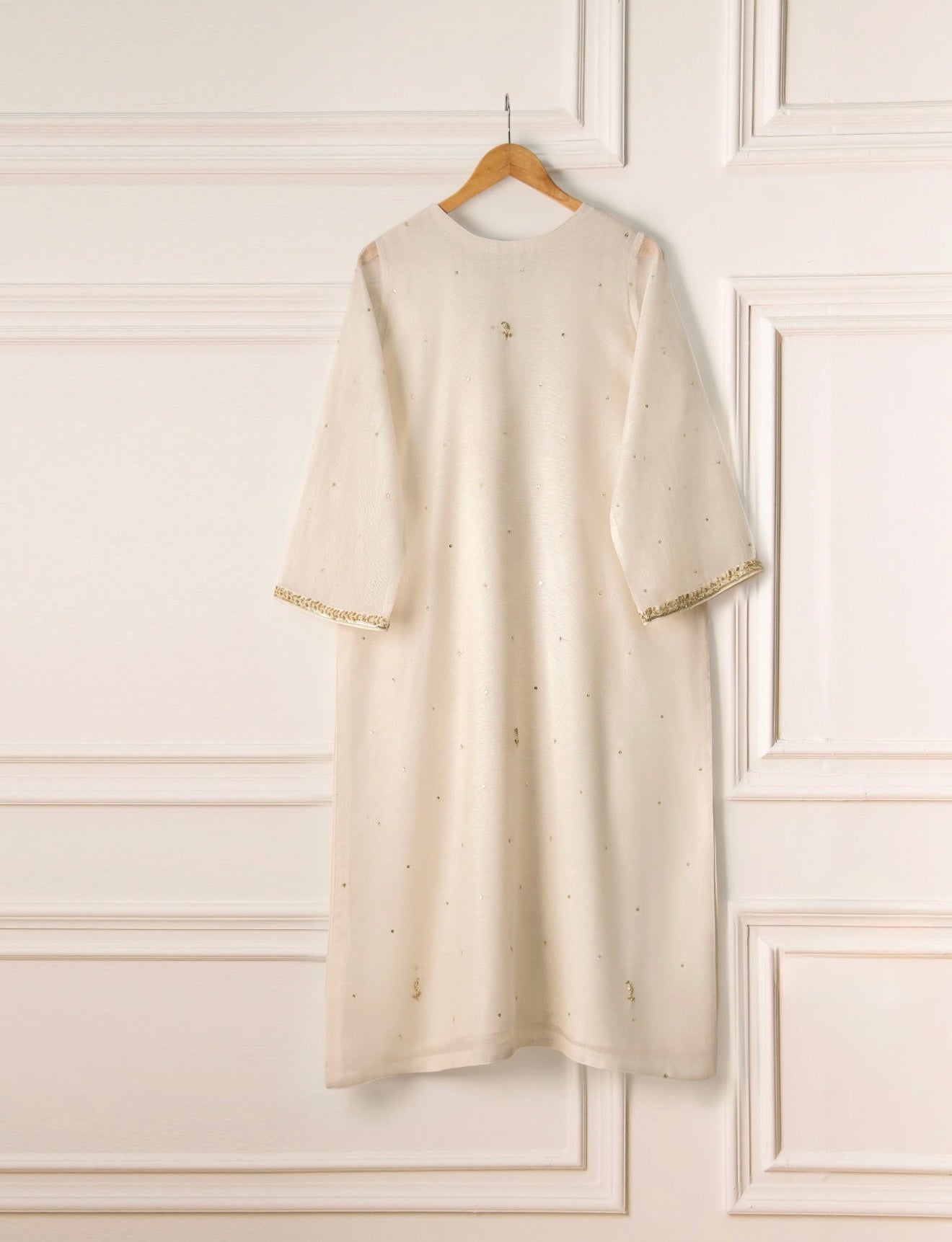 3 Piece - Pure Cotton Net Embroidered Suit S110680