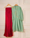 3 Piece - Pure Cotton Net Embroidered Suit S110563