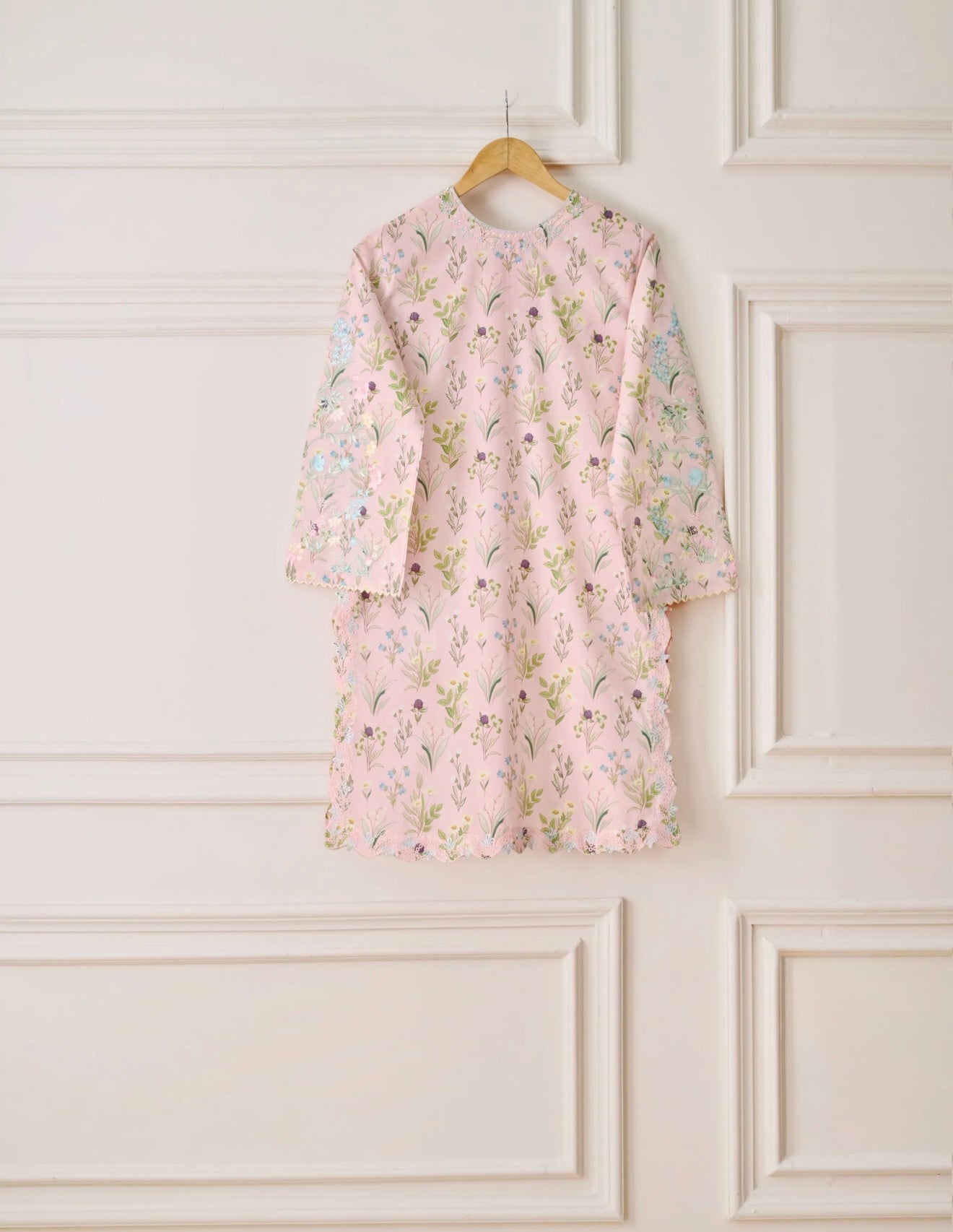 (Unstitched) Digital Printed Embroidered Cambric Shirt KJ-4414