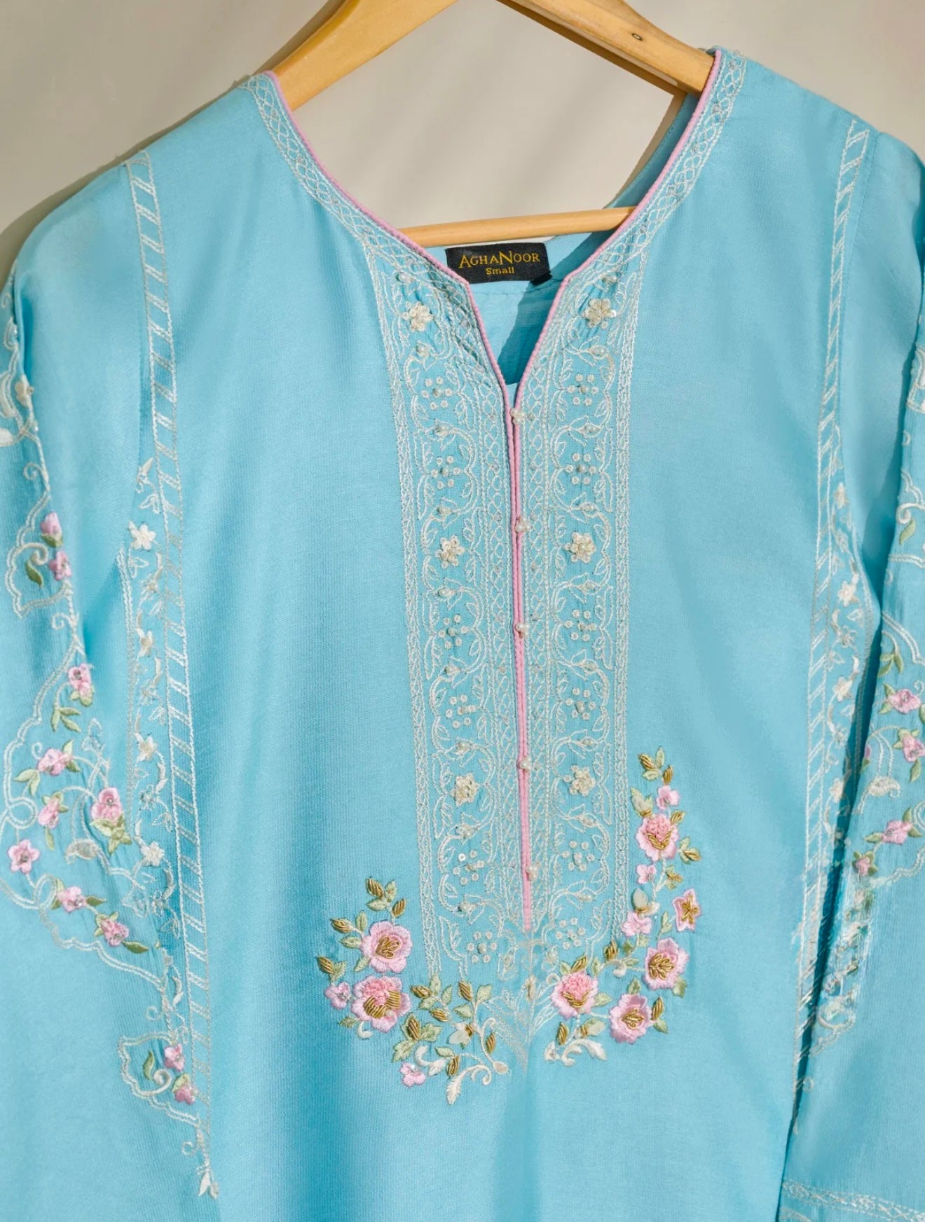 2 Piece- Pure Silk Net Embroidered Suit S110443
