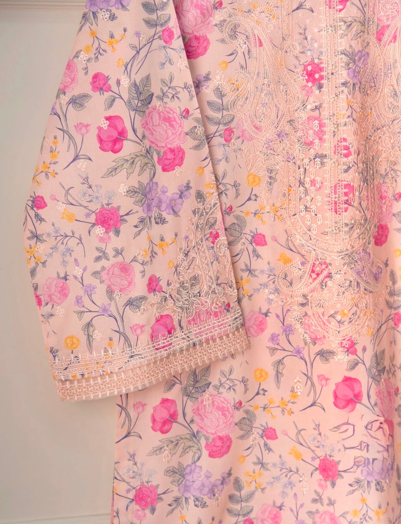 2 Piece - Digital Printed Embroidered Cambric Suit S110588