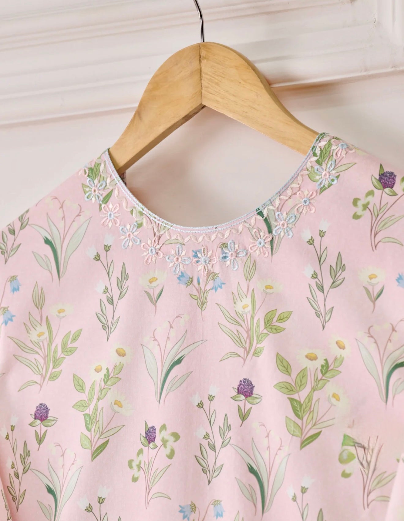 (Unstitched) Digital Printed Embroidered Cambric Shirt KJ-4414