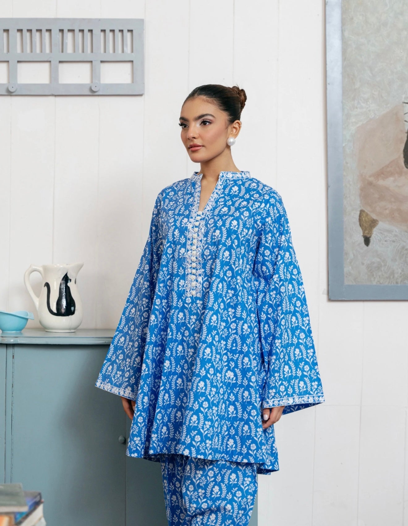 2 Piece - Digital Printed Embroidered Cambric Suit S110399