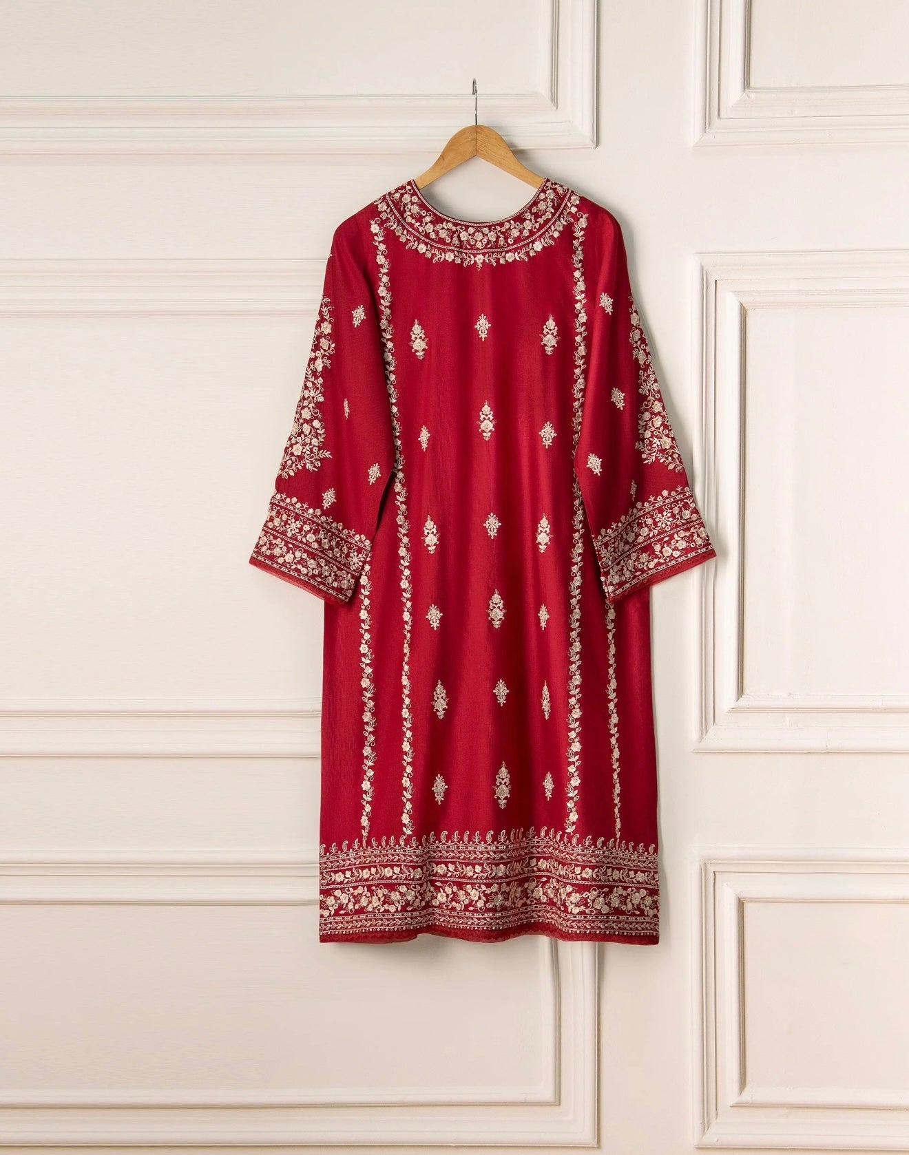 2 Piece- Pure Silk Net Embroidered Suit S110681