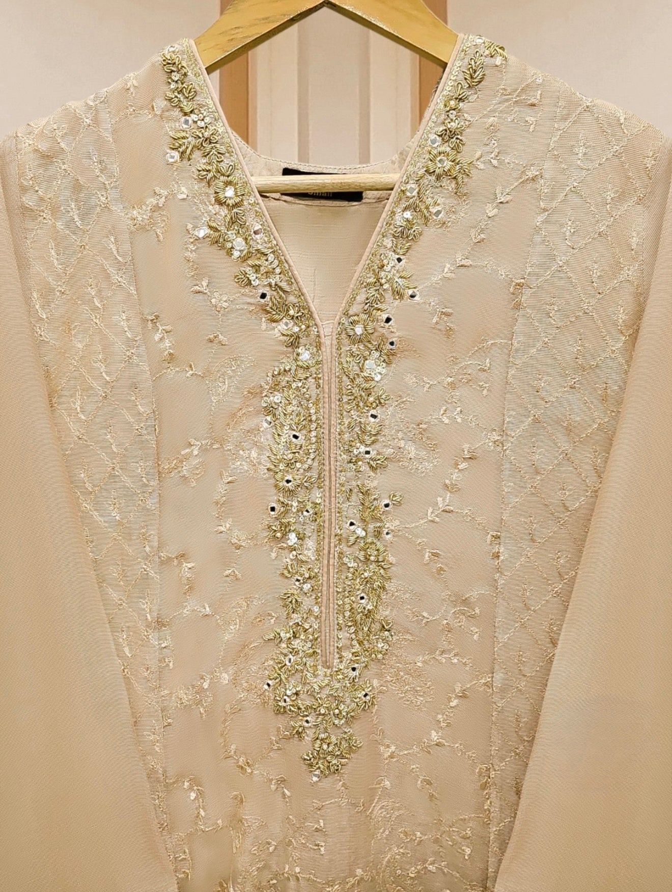 2 Piece - Pure Cotton Net Embroidered Suit S110461